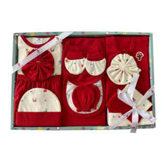 Red Full Sleeves 14 Pieces New Born Baby/Infant Gift Set for Boy and Girl (0-3 months)